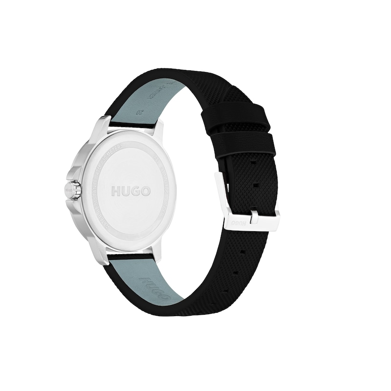 Main Image 3 of HUGO #Focus Men's Stainless Steel & Black Leather Strap Watch