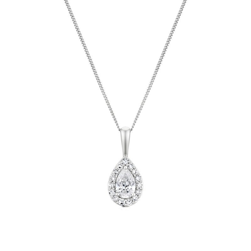 Main Image 1 of 9ct White Gold 0.40ct Lab Grown Diamond Pear Pendant Necklace