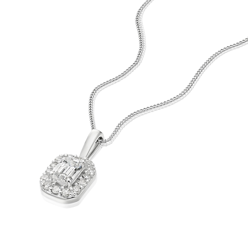 Main Image 2 of 9ct White Gold 0.30ct Lab Grown Diamond Emerald Pendant Necklace