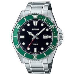 Casio Diver Men's Green Bezel Stainless Steel Watch