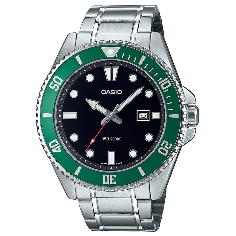 Main Image 1 of Casio Diver Men's Green Bezel Stainless Steel Watch