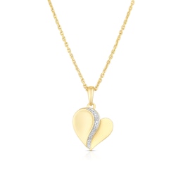 18ct Yellow Gold Heart Cubic Zirconia Pendant 17.5&quot; Necklace