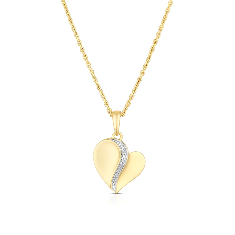 Main Image 1 of 18ct Yellow Gold Heart Cubic Zirconia Pendant 17.5&quot; Necklace