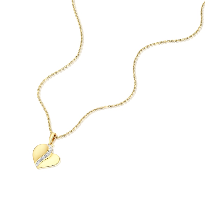 Main Image 2 of 18ct Yellow Gold Heart Cubic Zirconia Pendant 17.5&quot; Necklace