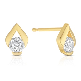 18ct Yellow Gold Drop Cubic Zirconia Stud Earrings