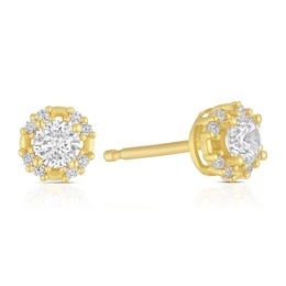 18ct Yellow Gold Round Cubic Zirconia Stud Earrings