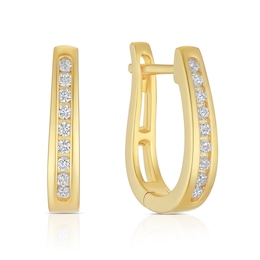 18ct Yellow Gold Cubic Zirconia Huggie Hoop Earrings