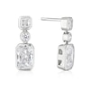 Thumbnail Image 1 of Sterling Silver Platinum Plated Emerald, Round & Princess Cut Cubic Zirconia Drop Earrings