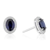 Thumbnail Image 1 of Sterling Silver Platinum Plated Blue Oval Cut Cubic Zirconia Stud Earrings