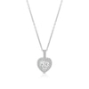 Thumbnail Image 1 of Sterling Silver Platinum Plated Pavé Set CZ Heart Halo Pendant 16+2&quot; Necklace