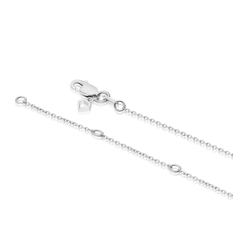 Main Image 3 of Sterling Silver Platinum Plated Pavé Set CZ Heart Halo Pendant 16+2&quot; Necklace