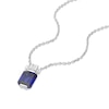 Thumbnail Image 2 of Sterling Silver Platinum Plated Blue Emerald Cut Cubic Zirconia Pendant 16+2&quot; Necklace