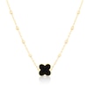 Thumbnail Image 1 of 9ct Yellow Gold Onyx Clover Ball Pendant 16+1&quot; Necklace