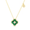 Thumbnail Image 1 of Sterling Silver Gold Plated Clover Malachite & CZ Charm 16.5+1&quot; Necklace