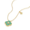 Thumbnail Image 2 of Sterling Silver Gold Plated Clover Malachite & CZ Charm 16.5+1&quot; Necklace