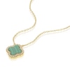 Thumbnail Image 2 of Sterling Silver Gold Plated Clover Malachite & CZ Pendant 16.5+1&quot; Necklace