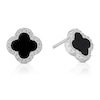 Thumbnail Image 1 of Sterling Silver Rhodium Plated Black Agate Clover Stud Earrings