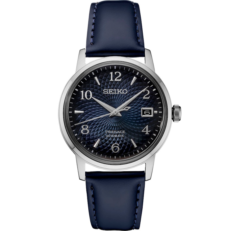 Main Image 1 of Seiko Men's Presage &quot;Old Clock&quot; Cocktail Blue Leather Strap Watch