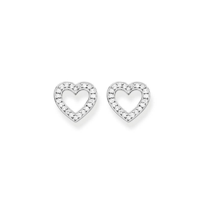 Main Image 1 of Thomas Sabo Sterling Silver White Enamel Heart Stud Earrings