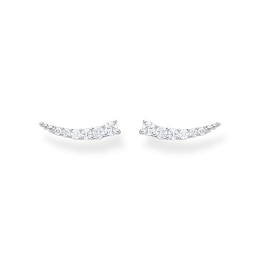 Thomas Sabo Sterling Silver Cubic Zirconia Graduated Ear Climber Stud Earrings