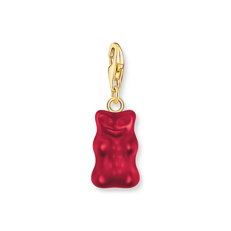 Main Image 1 of Thomas Sabo Sterling Silver 18ct Gold Plated Red Goldbear Charm