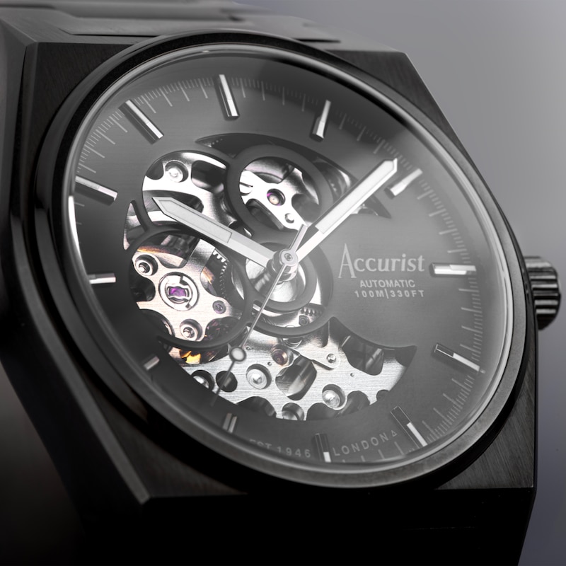 Main Image 2 of Accurist Men's Origin Skeleton Automatic Black Stainless Steel Bracelet Watch