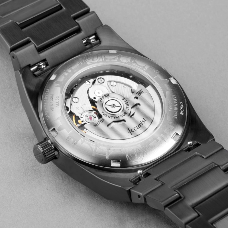 Main Image 6 of Accurist Men's Origin Skeleton Automatic Black Stainless Steel Bracelet Watch