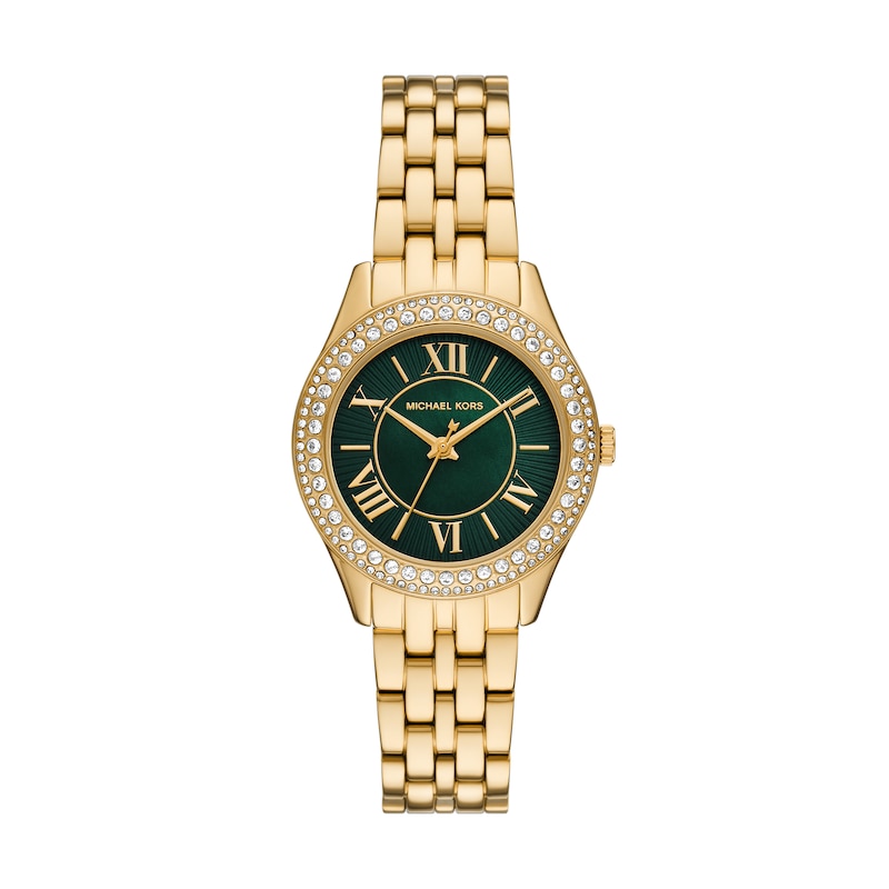 Main Image 1 of Michael Kors Harlowe Ladies' Green MOP Dial Gold Tone Stainless Steel Watch