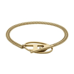 Diesel Men's Gold Tone 'D' Toggle Closure Bracelet