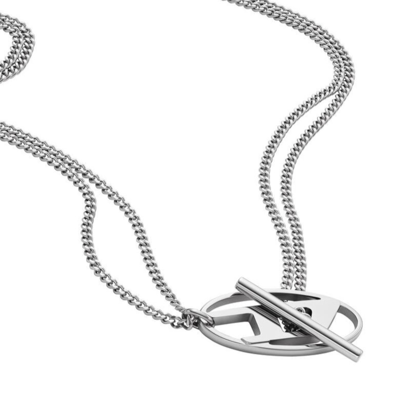 Main Image 1 of Diesel 'D' Toggle Closure Stainless Steel Necklace