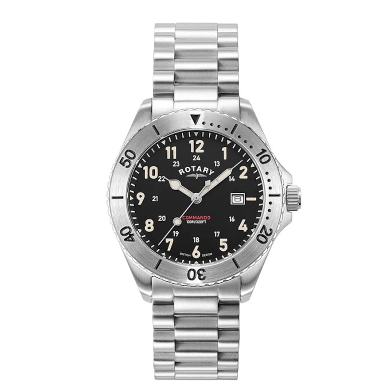 Main Image 1 of Rotary Men's Black Dial Stainless Steel Bracelet Watch