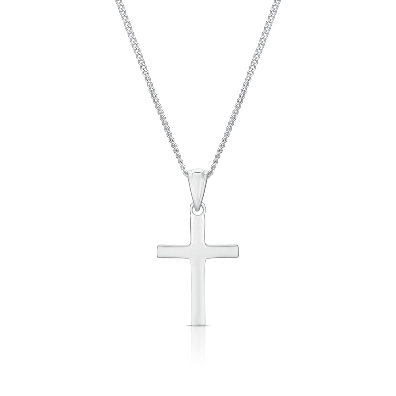 Main Image 1 of Children's Sterling Silver Small Plain Cross Pendant 16&quot; Necklace