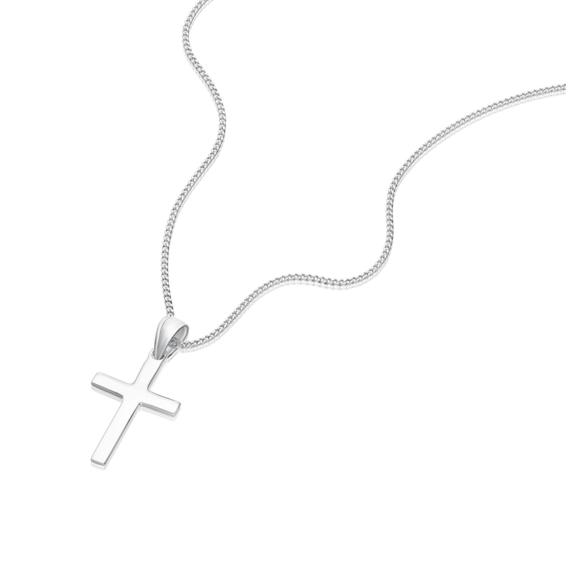 Main Image 2 of Children's Sterling Silver Small Plain Cross Pendant 16&quot; Necklace