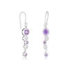 Thumbnail Image 1 of Sterling Silver Round Bezel Set Purple Cubic Zirconia Drop Earrings