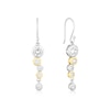 Thumbnail Image 1 of Sterling Silver & Gold Plate Round Bezel Set Cubic Zirconia Drop Earrings