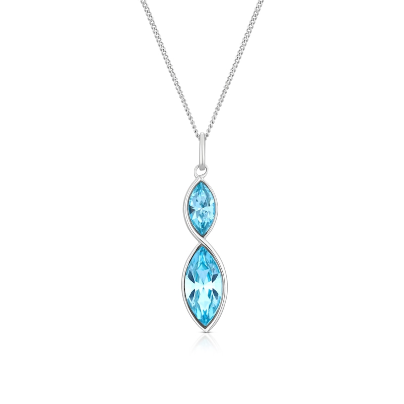 Main Image 1 of Sterling Silver Navette Aqua Bohemica Twist Pendant Necklace