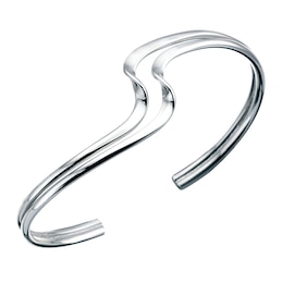 Sterling Silver Double Wave Torque Bangle