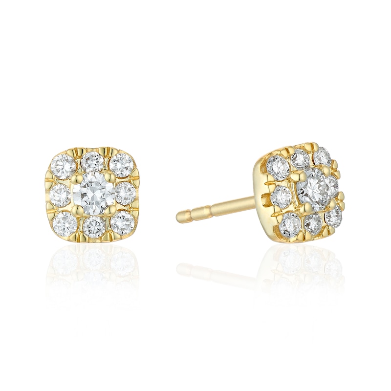 Main Image 1 of 9ct Yellow Gold 0.25ct Lab Grown Diamond Cushion Earrings