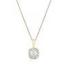 Thumbnail Image 1 of 9ct Yellow Gold 0.25ct Lab Grown Diamond Cushion Halo Pendant Necklace