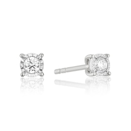 9ct White Gold 0.10ct Diamond Illusion Set Solitaire Stud Earrings