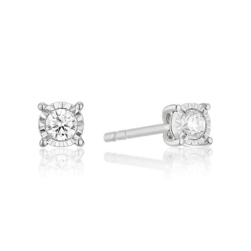 Main Image 1 of 9ct White Gold 0.10ct Diamond Illusion Set Solitaire Stud Earrings