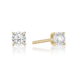 9ct Yellow Gold 0.10ct Diamond Illusion Set Solitaire Stud Earrings