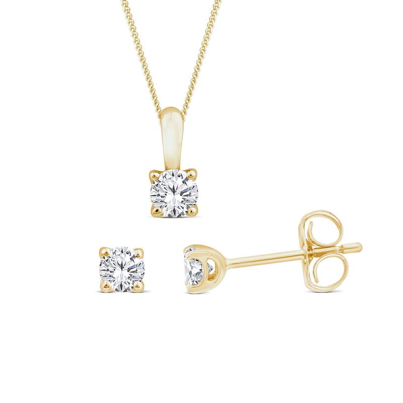 Main Image 1 of 9ct Yellow Gold 0.30ct Lab Grown Diamond Earring & Pendant Set