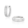 Thumbnail Image 1 of 9ct White Gold 0.10ct Diamond Double Row Hoop Earrings