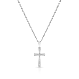 Sterling Silver Diamond Cross Pendant Necklace