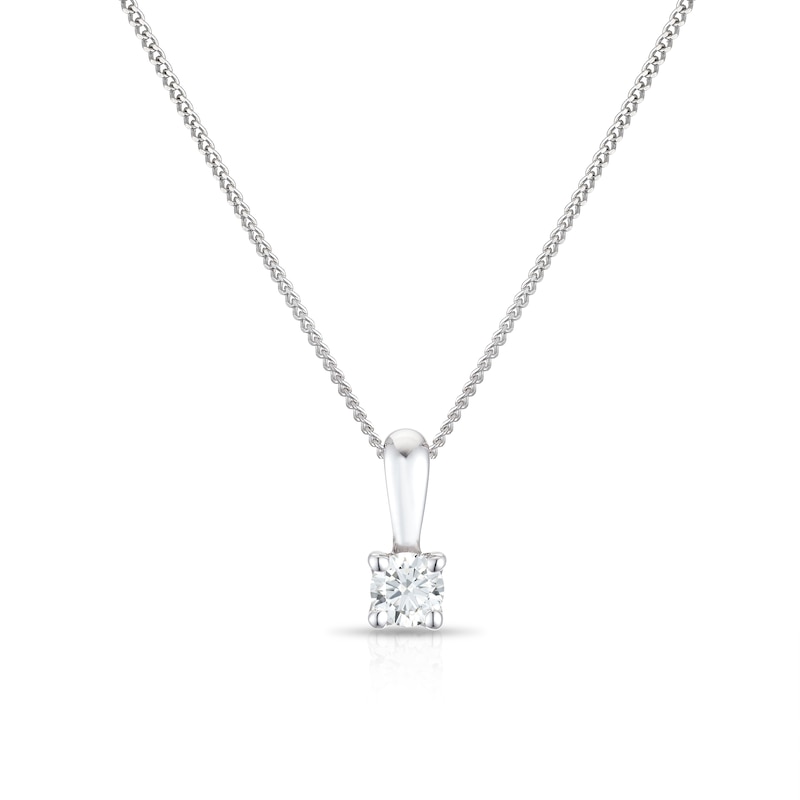 Main Image 1 of 9ct White Gold Diamond Solitaire Pendant Necklace