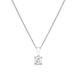 9ct White Gold 0.15ct Diamond Solitaire Pendant Necklace