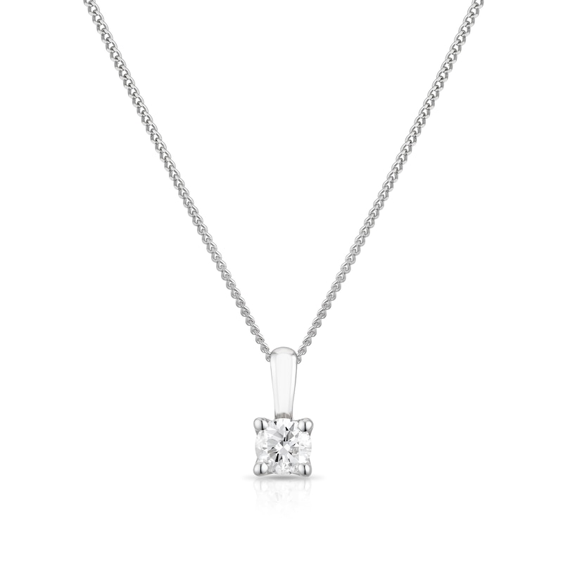 Main Image 1 of 9ct White Gold 0.15ct Diamond Solitaire Pendant Necklace