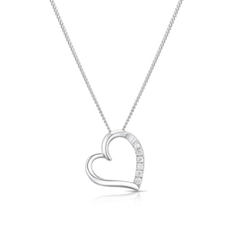 Sterling Silver Diamond Heart Pendant Necklace