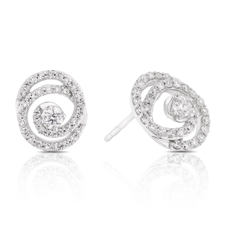 Main Image 1 of 9ct White Gold 0.40ct Lab Grown Diamond Interlink Circle Stud Earrings